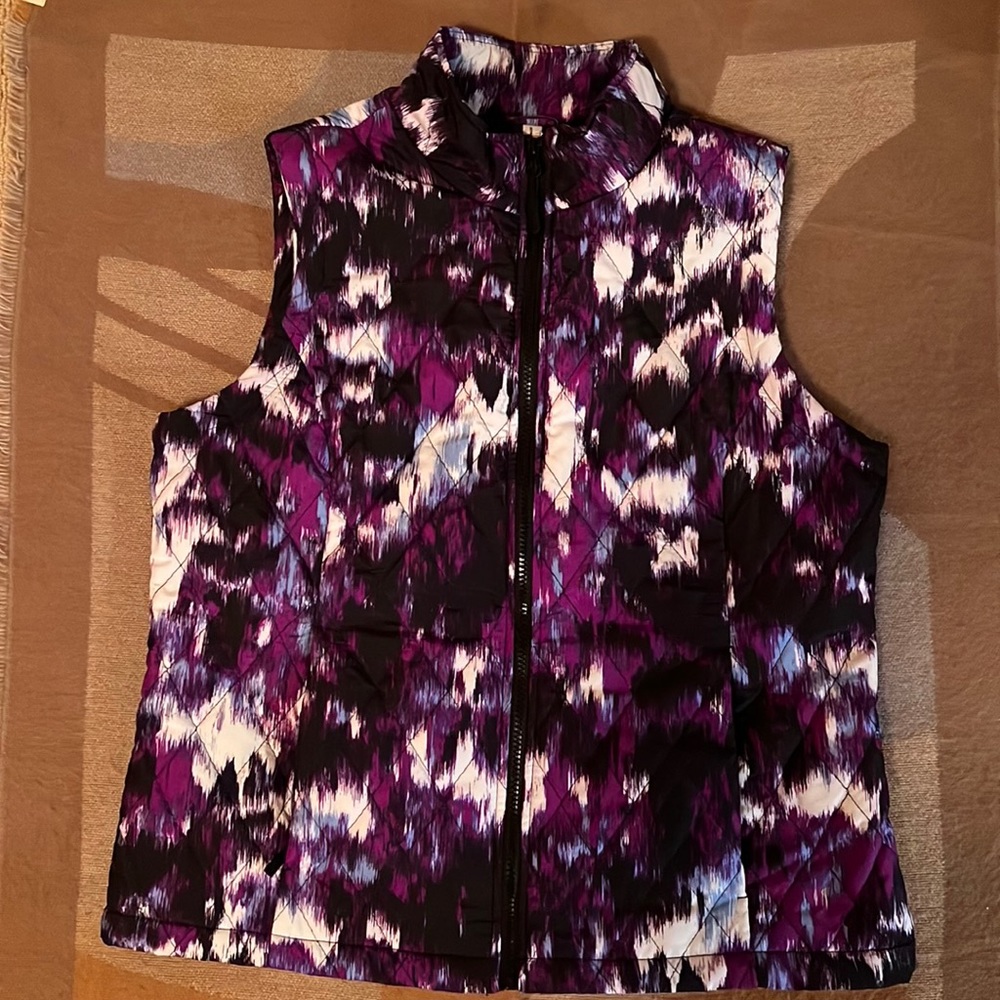 Exertek Abstract Purple Vest w Zip Pckets, L